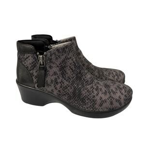 Alegria Sloan Snake Boot Womens Size 9 Gray Black Side Zipper Wedge 39